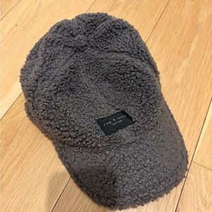 Rag & Bone Addison Baseball Cap Gray Smoke Sherpa